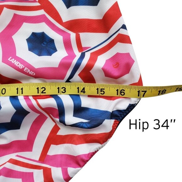 NWOT Lands' End Scoop Neck X-Back One-Piece Swimsuit Umbrella Print Size 12 - Picture 13 of 15